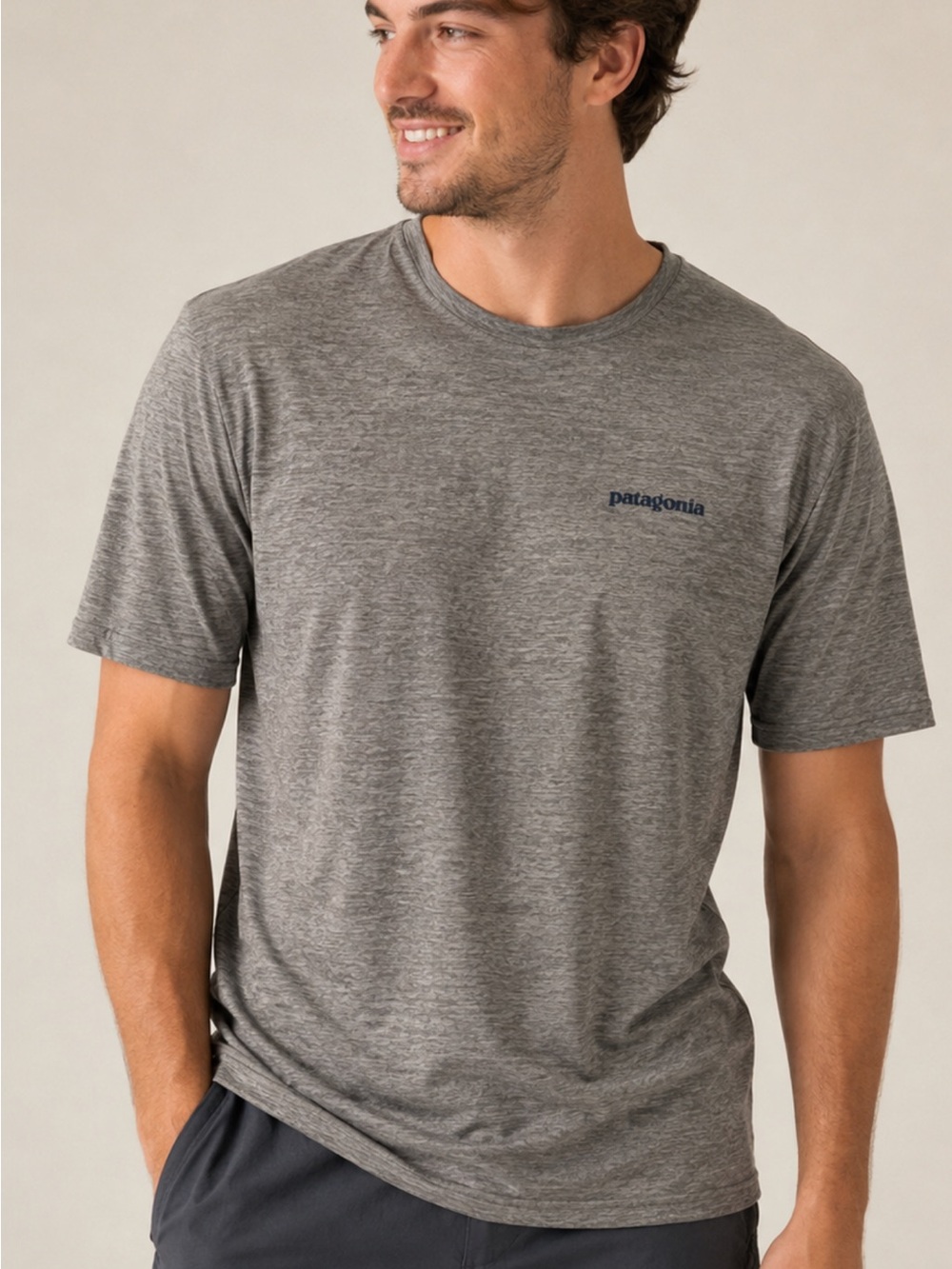 Patagonia Heathered Gray Short-Sleeve Logo Tee